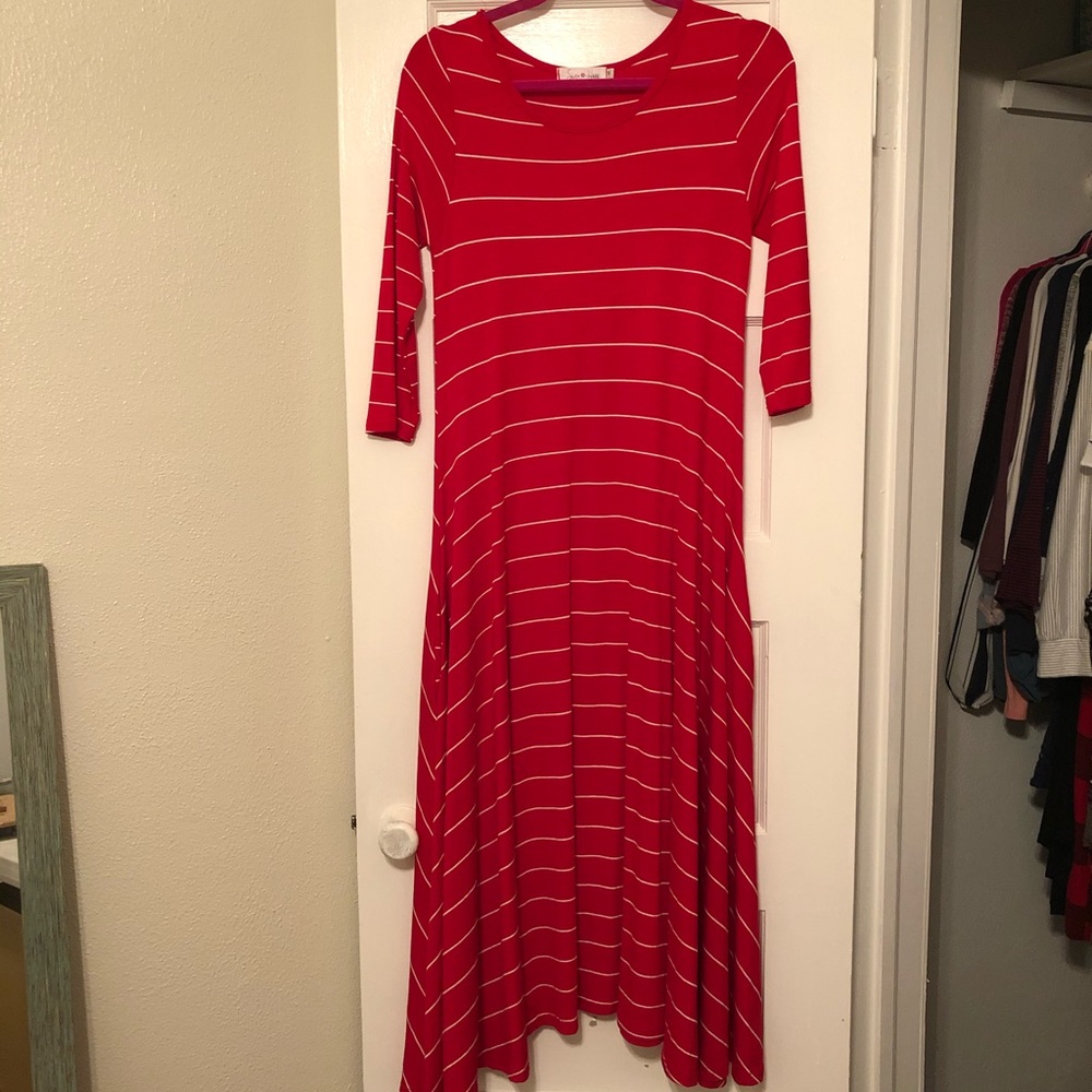 Striped red swing dress